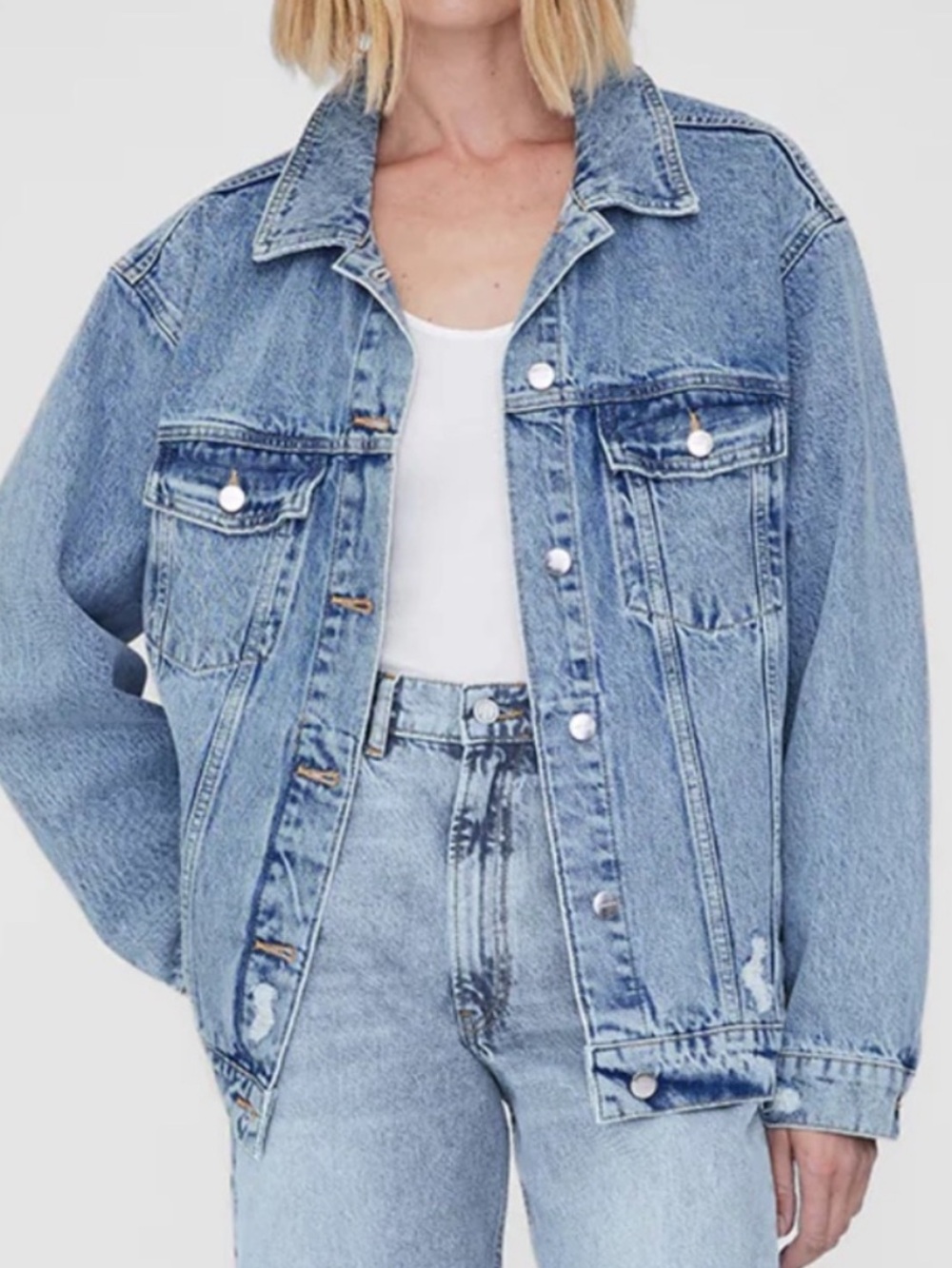 ANINE BING Rory Oversized Trucker Denim Jacket in Vintage Blue Size XS